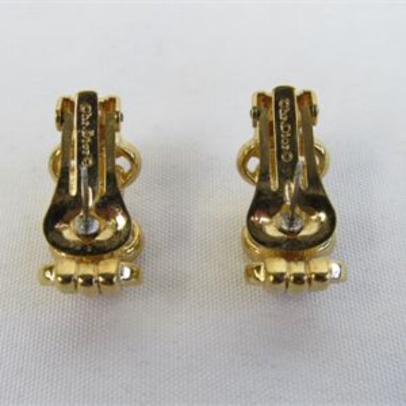 Christian Dior Gold Tone Half Hoop Earrings - Picture 4 of 8